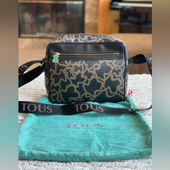 Tous Brown Kaos Pebbled Leather Abstract Bear Crossbody Messenger Bag - Picture 2 of 6